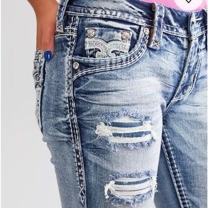 Rock Revival Light Blue Distressed Ankle Skinny Jeans